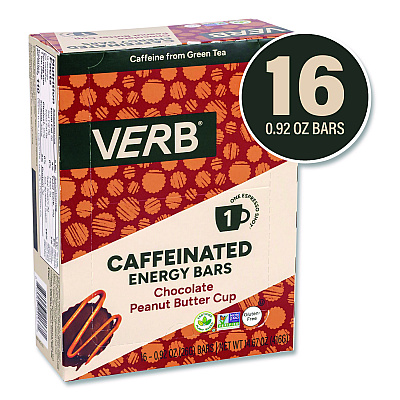 VERB Energy Caffeinated Energy Bar, Chocolate Peanut Butter Cup, 0.92 oz Bar, 16/Box (22002524)