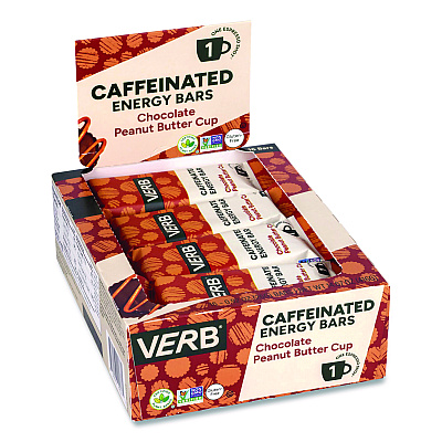 VERB Energy Caffeinated Energy Bar, Chocolate Peanut Butter Cup, 0.92 oz Bar, 16/Box (22002524)