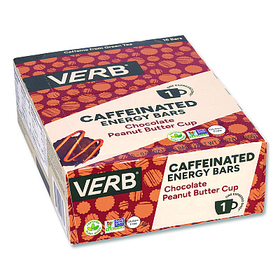 VERB Energy Caffeinated Energy Bar, Chocolate Peanut Butter Cup, 0.92 oz Bar, 16/Box (22002524)