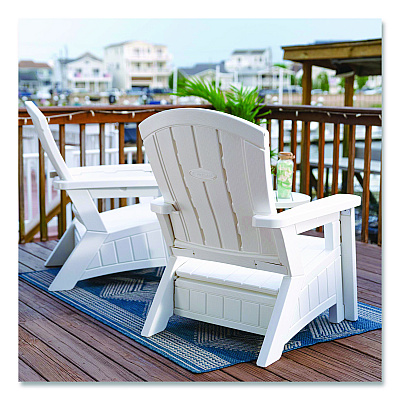 Suncast Adirondack Chair with Storage, Supports Up to 375 lb, 14.5" Seat Height, 30" x 32.5" x 38.5", Ice Cube (BMAC1000CB)