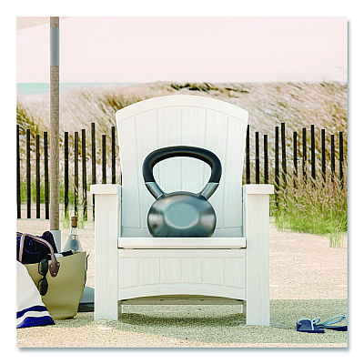 Suncast Adirondack Chair with Storage, Supports Up to 375 lb, 14.5" Seat Height, 30" x 32.5" x 38.5", Ice Cube (BMAC1000CB)