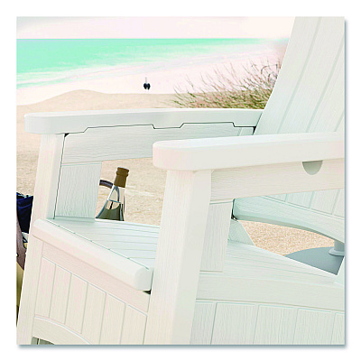 Suncast Adirondack Chair with Storage, Supports Up to 375 lb, 14.5" Seat Height, 30" x 32.5" x 38.5", Ice Cube (BMAC1000CB)