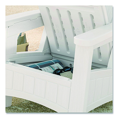 Suncast Adirondack Chair with Storage, Supports Up to 375 lb, 14.5" Seat Height, 30" x 32.5" x 38.5", Ice Cube (BMAC1000CB)