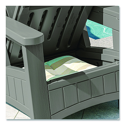 Suncast Adirondack Chair with Storage, Supports Up to 375 lb, 14.5" Seat Height, 30" x 32.5" x 38.5", Dove Gray (BMAC1000DG)
