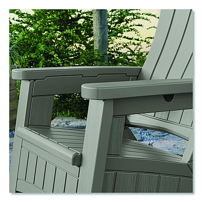 Suncast Adirondack Chair with Storage, Supports Up to 375 lb, 14.5" Seat Height, 30" x 32.5" x 38.5", Dove Gray (BMAC1000DG)
