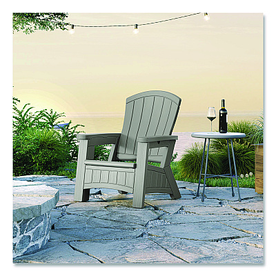 Suncast Adirondack Chair with Storage, Supports Up to 375 lb, 14.5" Seat Height, 30" x 32.5" x 38.5", Dove Gray (BMAC1000DG)