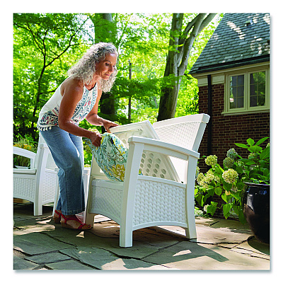 Suncast Elements Club Chair with Storage, Supports Up to 300 lb, 17" Seat Height, 25.25" x 29.75" x 35.5", Ice Cube (BMCC1800CB)