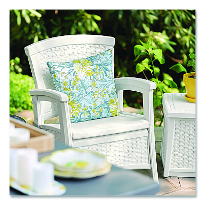 Suncast Elements Club Chair with Storage, Supports Up to 300 lb, 17" Seat Height, 25.25" x 29.75" x 35.5", Ice Cube (BMCC1800CB)