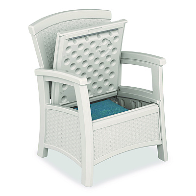 Suncast Elements Club Chair with Storage, Supports Up to 300 lb, 17" Seat Height, 25.25" x 29.75" x 35.5", Ice Cube (BMCC1800CB)