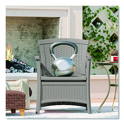 Suncast Elements Club Chair with Storage, Supports Up to 300 lb, 17" Seat Height, 25.25" x 29.75" x 35.5", Dove Gray (BMCC1800DG)