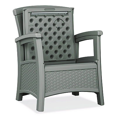 Suncast Elements Club Chair with Storage, Supports Up to 300 lb, 17" Seat Height, 25.25" x 29.75" x 35.5", Dove Gray (BMCC1800DG)