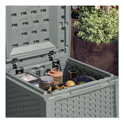 Suncast Elements End Table with Storage, Square, 18.75w x 18.75d x 18h, Dove Gray Top, Dove Gray Base (BMDB1310DG)