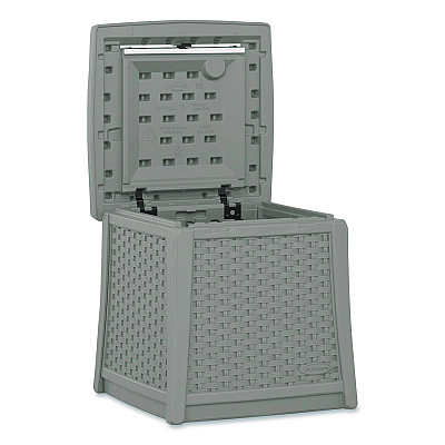 Suncast Elements End Table with Storage, Square, 18.75w x 18.75d x 18h, Dove Gray Top, Dove Gray Base (BMDB1310DG)