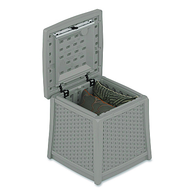 Suncast Elements End Table with Storage, Square, 18.75w x 18.75d x 18h, Dove Gray Top, Dove Gray Base (BMDB1310DG)