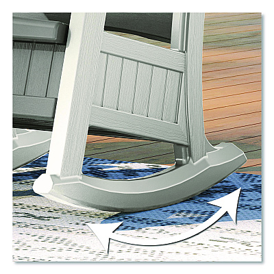 Suncast Rocking Chair with Storage, Supports Up to 375 lb, 17.25" Seat Height, 29.75" x 35" x 40.5", Dove Gray/Ice Cube (BMRC1020)