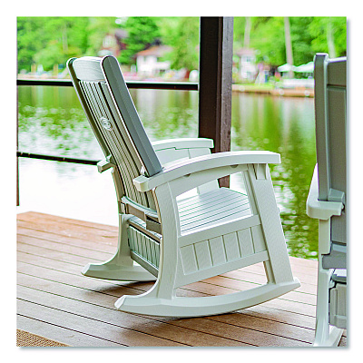 Suncast Rocking Chair with Storage, Supports Up to 375 lb, 17.25" Seat Height, 29.75" x 35" x 40.5", Dove Gray/Ice Cube (BMRC1020)