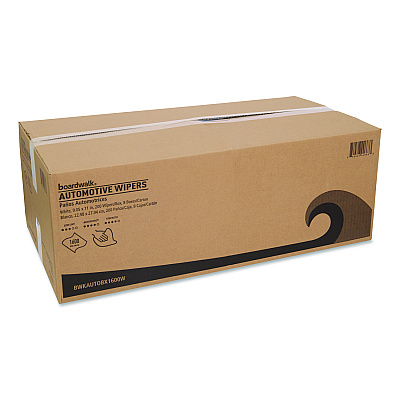 Boardwalk Automotive Wipers, 10.63 x 20.47, Unscented, White, 200/Box, 8 Boxes/Carton (AUTOBX1600W)