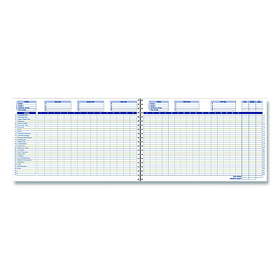 Adams Home/Office Weekly/Monthly Budget Book, Two-Page Spread: 15 Columns, Royal Blue Cover, 7 x 10 Sheets, 32 Sheets/Book (AFR31)