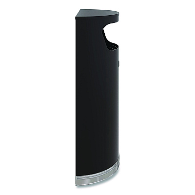 Suncast Commercial Half Round Metal Trash Can, 9 gal, Steel, Black (MTCRES901BK)