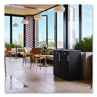 Suncast Commercial Square Metal Decorative Can, Steel, 24 gal, Black (MTCSQ240)