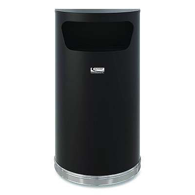 Suncast Commercial Half Round Metal Trash Can, 9 gal, Steel, Black (MTCRES901BK)