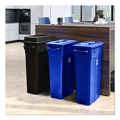 Suncast Commercial 23 Gallon Resin Slim Trash Can Paper Recycling Lid, 11.87 x 20.25 x 1.35, Blue (TCNLID03BLD)