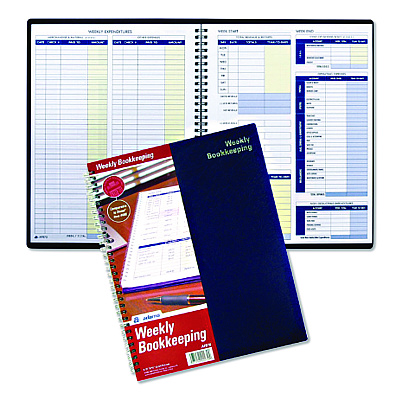 Adams Weekly Bookkeeping Ledger, Columns Vary By Section, Royal Blue Cover, 11 x 8.5 Sheets, 56 Sheets/Book (AFR70)