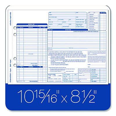 Adams Multipart Auto Repair Work Order Forms, Three-Part Carbonless, 8.5 x 6.94, 50 Forms Total (GT3870)