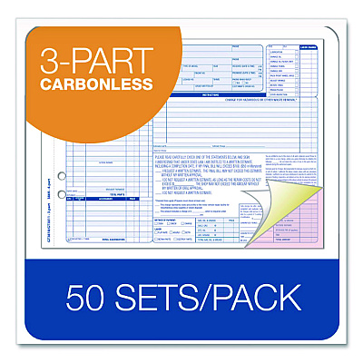 Adams Multipart Auto Repair Work Order Forms, Three-Part Carbonless, 8.5 x 6.94, 50 Forms Total (GT3870)