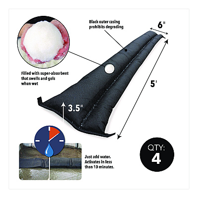 Quick Dam Flood Barriers, 6" x 5 ft x 3.5", 4/Pack (QD654)