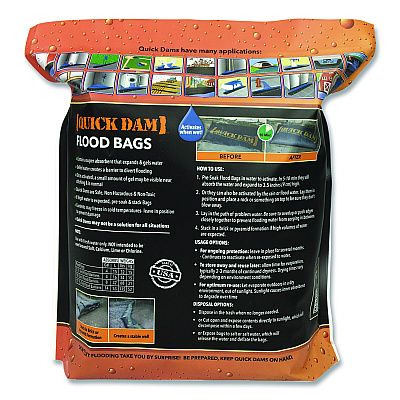 Quick Dam Flood Bags, 12" x 24" x 3.5", 6/Pack (QD12246)