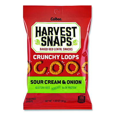 Harvest Snaps Crunchy Loops, Sour Cream and Onion, 1.35 oz Bag, 8/Box (22002516)