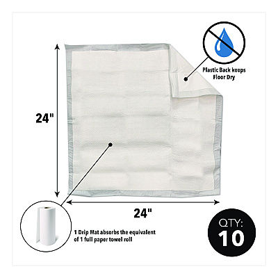 Quick Dam Drip Mats, 20 oz, 2 ft x 2 ft, 10/Pack (WUBM10)