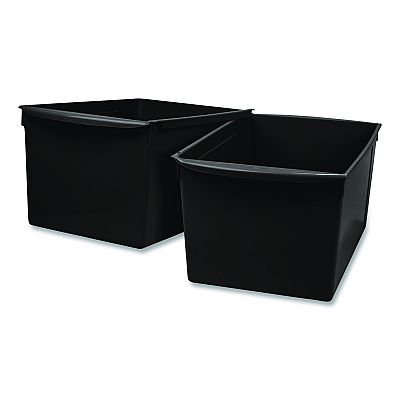 Storex Wide Book Bin, 3.82 gal, 9.2" x 14.5" x 7", Black, 6/Pack (71130U06C)