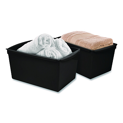 Storex Wide Book Bin, 3.82 gal, 9.2" x 14.5" x 7", Black, 6/Pack (71130U06C)