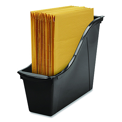 Storex Small Book Bin, 1.5 gal, 4.5" x 11.75" x 8.5", Black, 6/Pack (70123E06C)