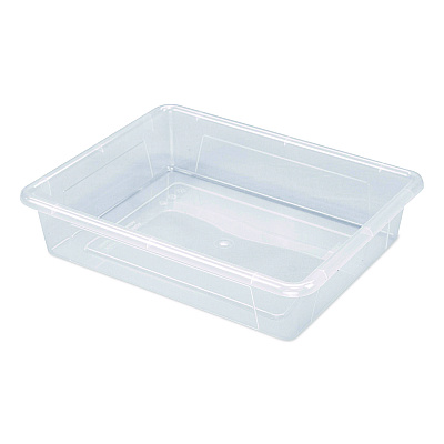 Storex Storage Tray, Flat, 1.69 gal, 10.65" x 13.17" x 2.96", Translucent, 5/Pack (62565U05C)