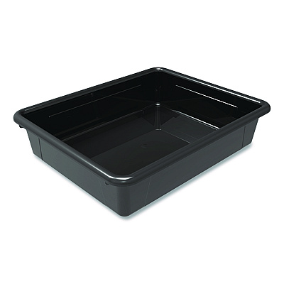 Storex Storage Tray, Flat, 102.4 oz, 10.65" x 10.65" x 2.96", Black, 5/Pack (62516U05C)