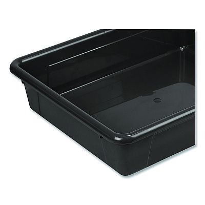 Storex Storage Tray, Flat, 102.4 oz, 10.65" x 10.65" x 2.96", Black, 5/Pack (62516U05C)