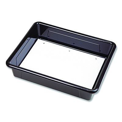 Storex Storage Tray, Flat, 102.4 oz, 10.65" x 10.65" x 2.96", Black, 5/Pack (62516U05C)