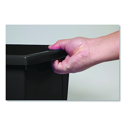 Storex Storage Bin with Lid, 4 gal, 11.25" x 11.25" x 7.87", Black, 6/Pack (61427U06C)