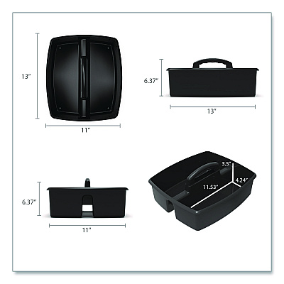 Storex Large Caddy, 13 x 11 x 6.38, Black, 6/Pack (00973E06C)