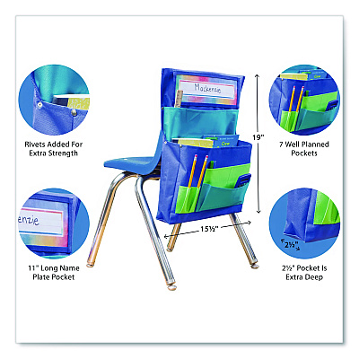 Teacher Created Resources Chair Pocket, 15.5 x 18, Canvas, Blue/Teal/Lime (TCR20970)