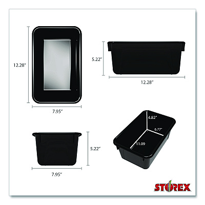 Storex Cubby Bin, Neutral Tones, 1.8 gal, 7.8" x 12.09" x 5.18", Black, 5/Pack (62466E05C)