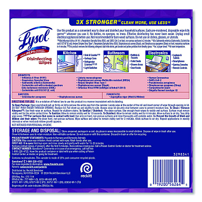 LYSOL Disinfecting Wipes, 1-Ply, 7 x 7.25, Lavender and Cotton Blossom, White, 80 Wipes/Canister, 6 Canisters/Carton (56264CT)