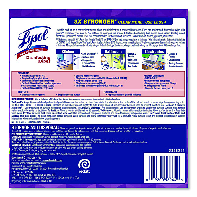 LYSOL Disinfecting Wipes, 1-Ply, 7 x 7.25, Lavender and Cotton Blossom, White, 80 Wipes/Canister (56264EA)