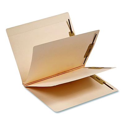 Medical Arts Press Heavy-Duty End Tab Classification Folders, 3" Expansion, 2 Dividers, 6 Fasteners, Letter Size, Manila, 75/Box (35483B)