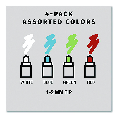 General Printing & Design Liquid Chalk Markers, Fine Bullet Tip, Assorted Colors, 4/Pack (EGPHD0512S)