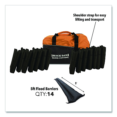 Quick Dam Flood Barrier Duffel Bag Kit, (1) Duffel, (14) 5 ft Flood Barriers (QDDUFF514)