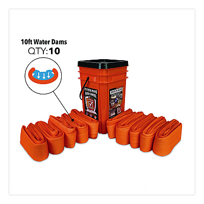 Quick Dam Indoor Bucket Kit, (1) Bucket, (10) 10 ft Water Dams (WUGG1010)